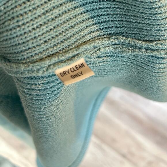 Vintage St. John for Saks Fifth Avenue Knit Wrap Dress Puff Sleeve Blue- Small - Picture 5 of 11